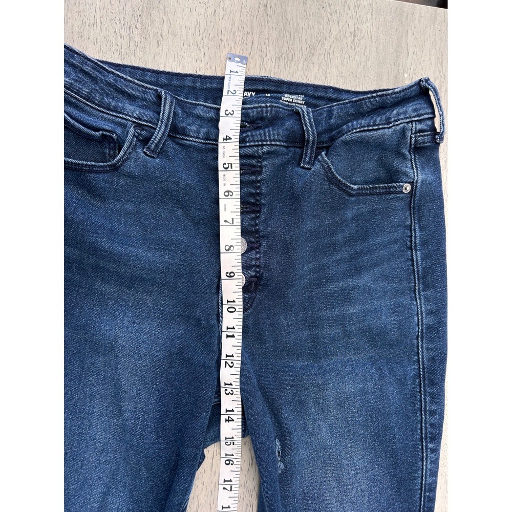 Old Navy Rockstar Super Skinny Jeans Extra High Rise Button Fly Dark Wash 12 - Picture 2 of 8